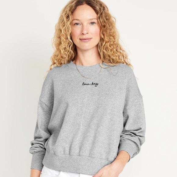 NWT OLD NAVY French Terry Sweatshirt Color: Medium Heather Grey - Picture 1 of 4